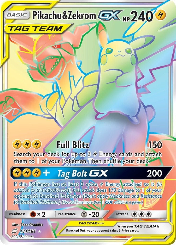 Image for Pikachu & Zekrom GX (Secret) (184/181) (SM - Team Up) - Pokemon