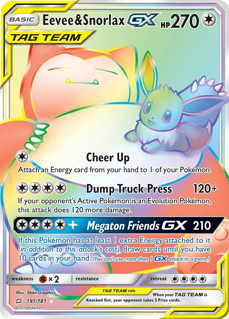 Image for Eevee & Snorlax GX (Secret) (191/181) (SM - Team Up) - Pokemon