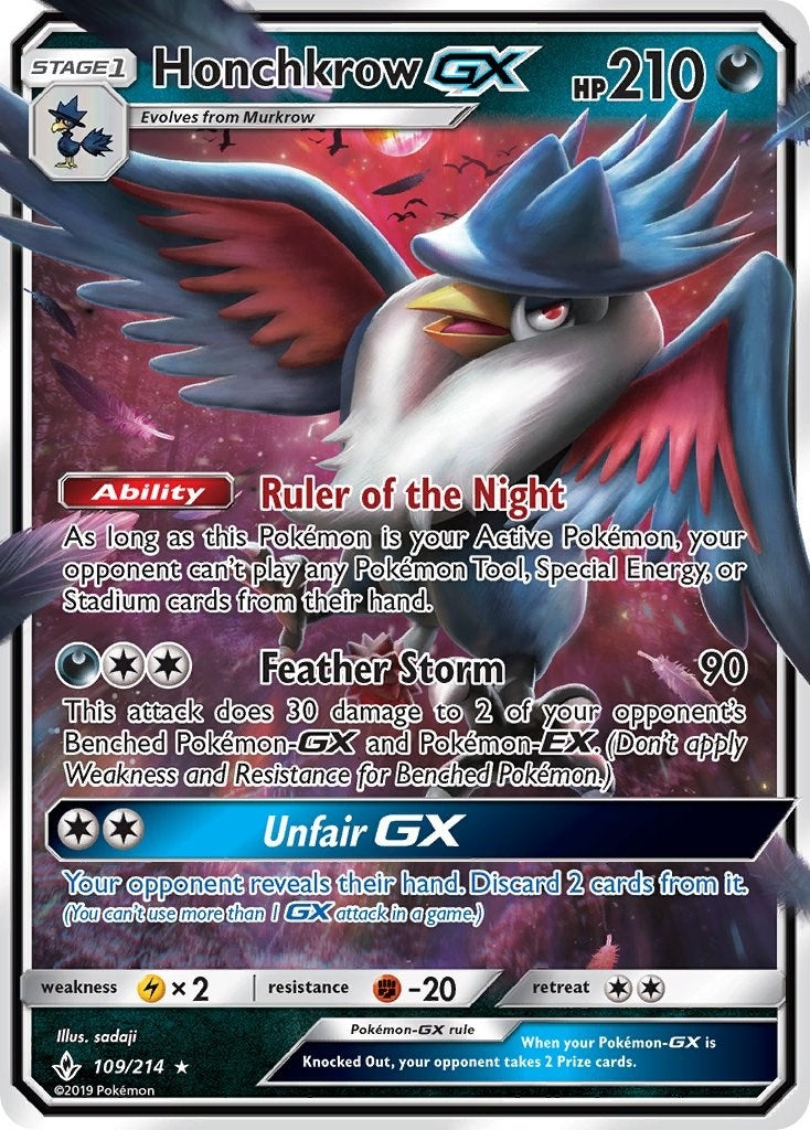 Image for Honchkrow GX (109/214) (SM - Unbroken Bonds) - Pokemon