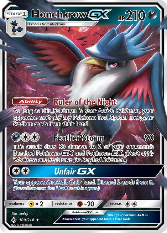 Image for Honchkrow GX (109/214) (SM - Unbroken Bonds) - Pokemon