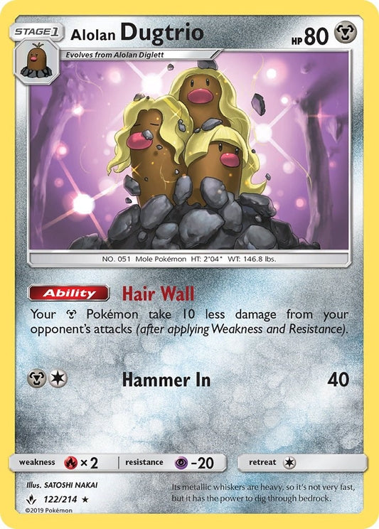 Image for Alolan Dugtrio (122/214) (SM - Unbroken Bonds) - Pokemon