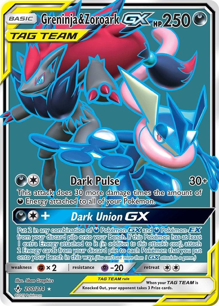 Image for Greninja & Zoroark GX (200) (Full Art) (200/214) (SM - Unbroken Bonds) - Pokemon