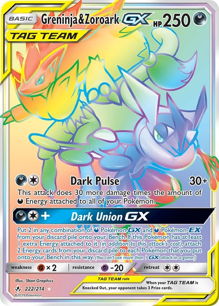 Image for Greninja & Zoroark GX (Secret) (222/214) (SM - Unbroken Bonds) - Pokemon