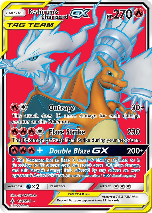 Image for Reshiram & Charizard GX (Full Art) (194/214) (SM - Unbroken Bonds) - Pokemon