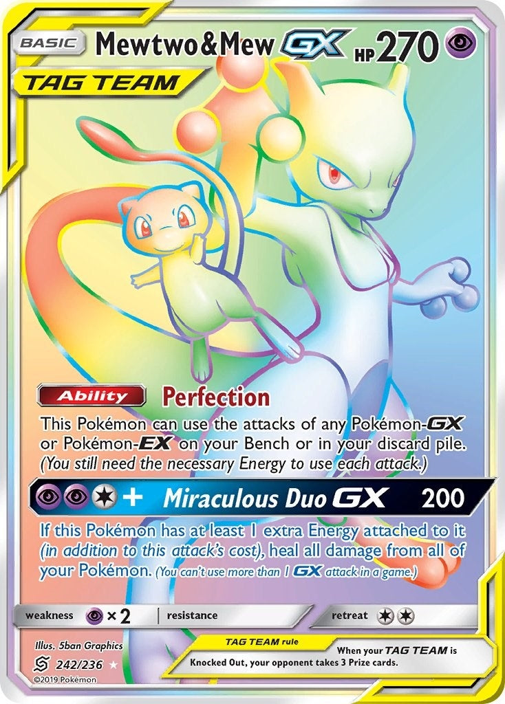 Image for Mewtwo & Mew GX (Secret) (242/236) (SM - Unified Minds) - Pokemon
