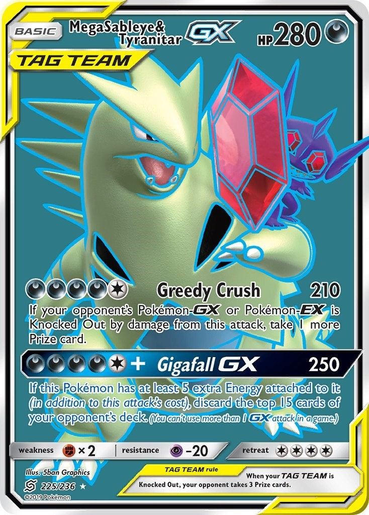 Image for Mega Sableye & Tyranitar GX (Full Art) (225/236) (SM - Unified Minds) - Pokemon