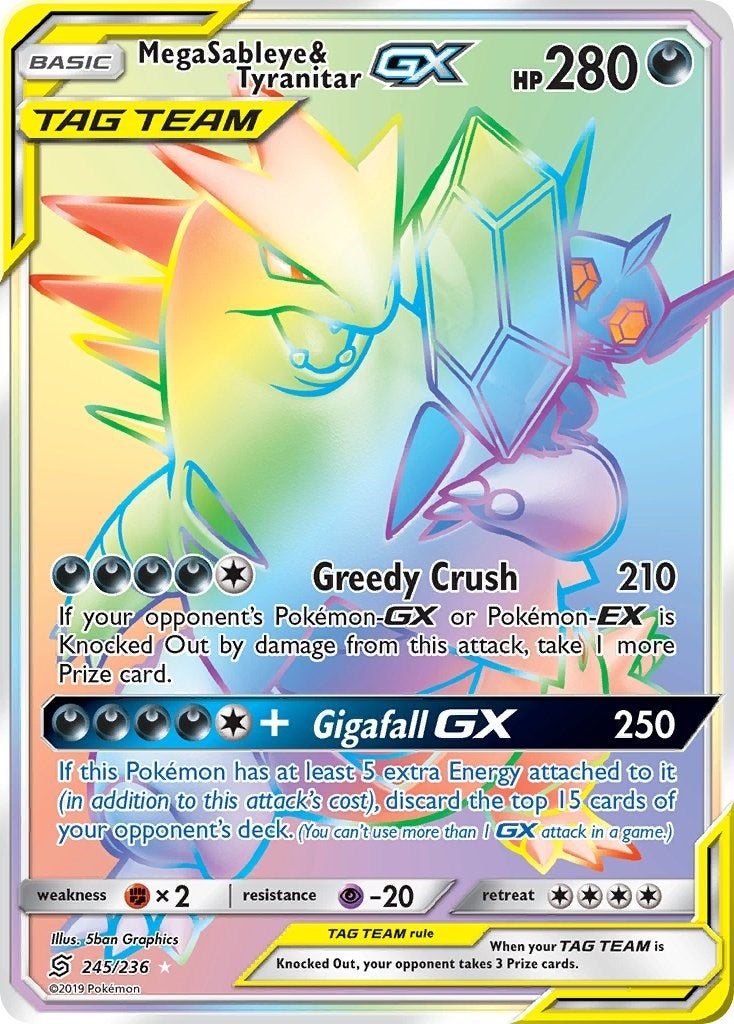 Image for Mega Sableye & Tyranitar GX (Secret) (245/236) (SM - Unified Minds) - Pokemon