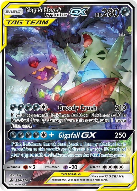 Image for Mega Sableye & Tyranitar GX (Alternate Full Art) (226/236) (SM - Unified Minds) - Pokemon