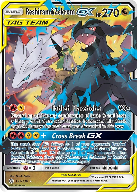Image for Reshiram & Zekrom GX (157/236) (SM - Cosmic Eclipse) - Pokemon
