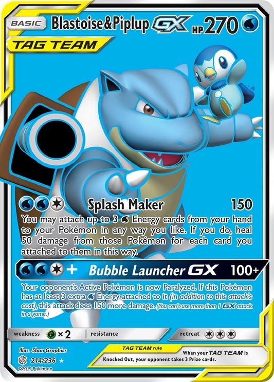 Image for Blastoise & Piplup GX (Full Art) (214/236) (SM - Cosmic Eclipse) - Pokemon