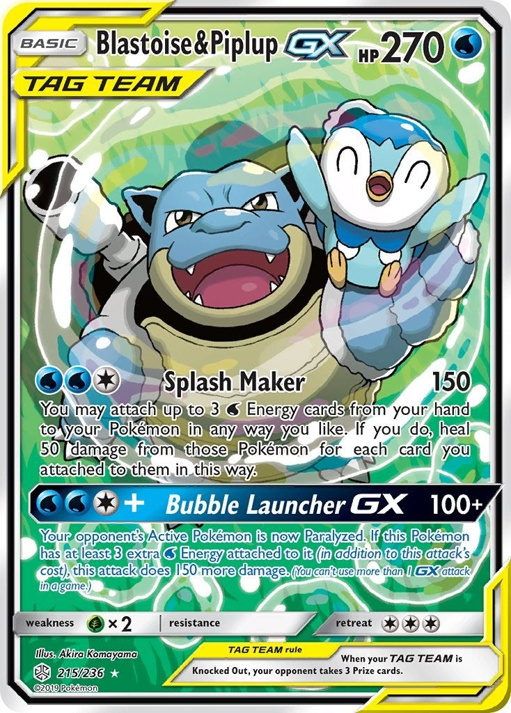 Image for Blastoise & Piplup GX (Alternate Full Art) (215/236) (SM - Cosmic Eclipse) - Pokemon