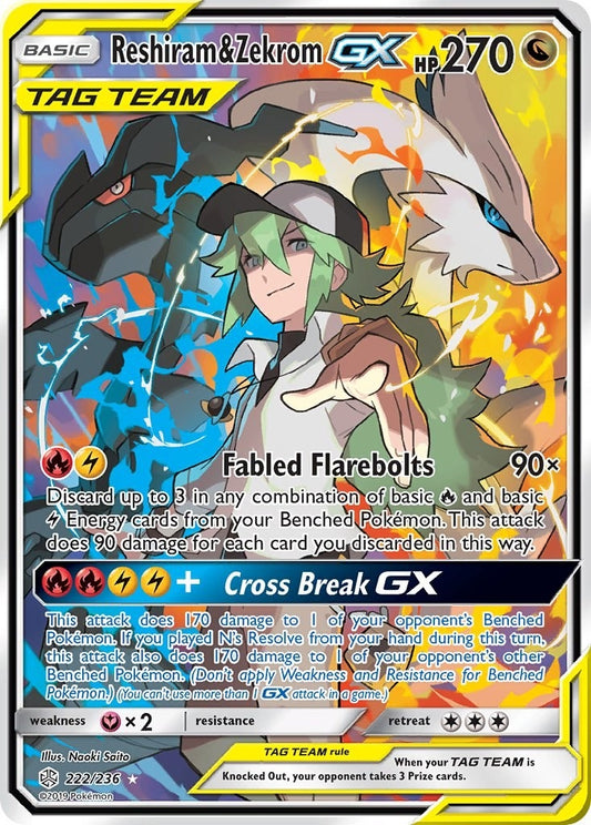 Image for Reshiram & Zekrom GX (Full Art) (222/236) (SM - Cosmic Eclipse) - Pokemon