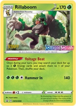 Image for Rillaboom - SWSH006 (Prerelease) [Staff] (SWSH006) (SWSH: Sword & Shield Promo Cards) - Pokemon