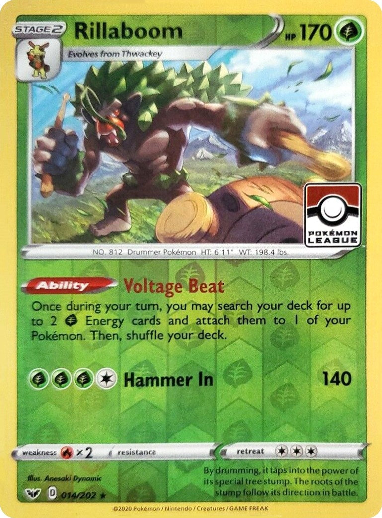 Image for Rillaboom - 014/202 (Pokemon League) (014/202) (League & Championship Cards) - Pokemon
