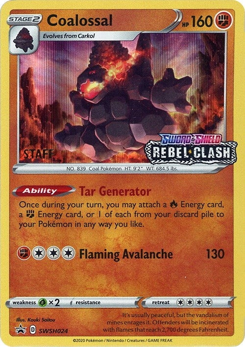 Image for Coalossal - SWSH024 (Prerelease) [Staff] (SWSH024) (SWSH: Sword & Shield Promo Cards) - Pokemon