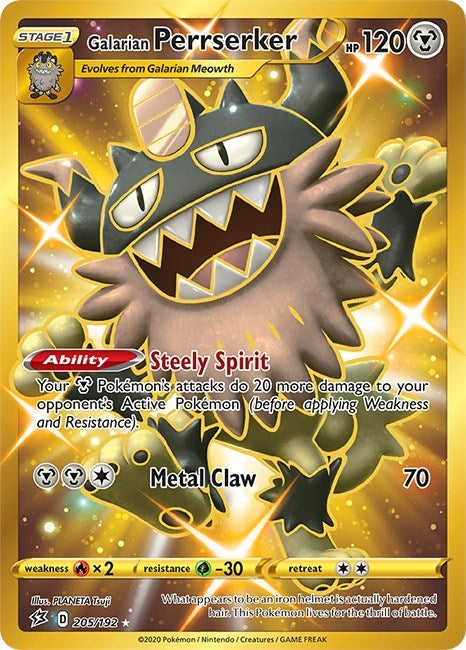 Image for Galarian Perrserker (Secret) (205/192) (SWSH02: Rebel Clash) - Pokemon