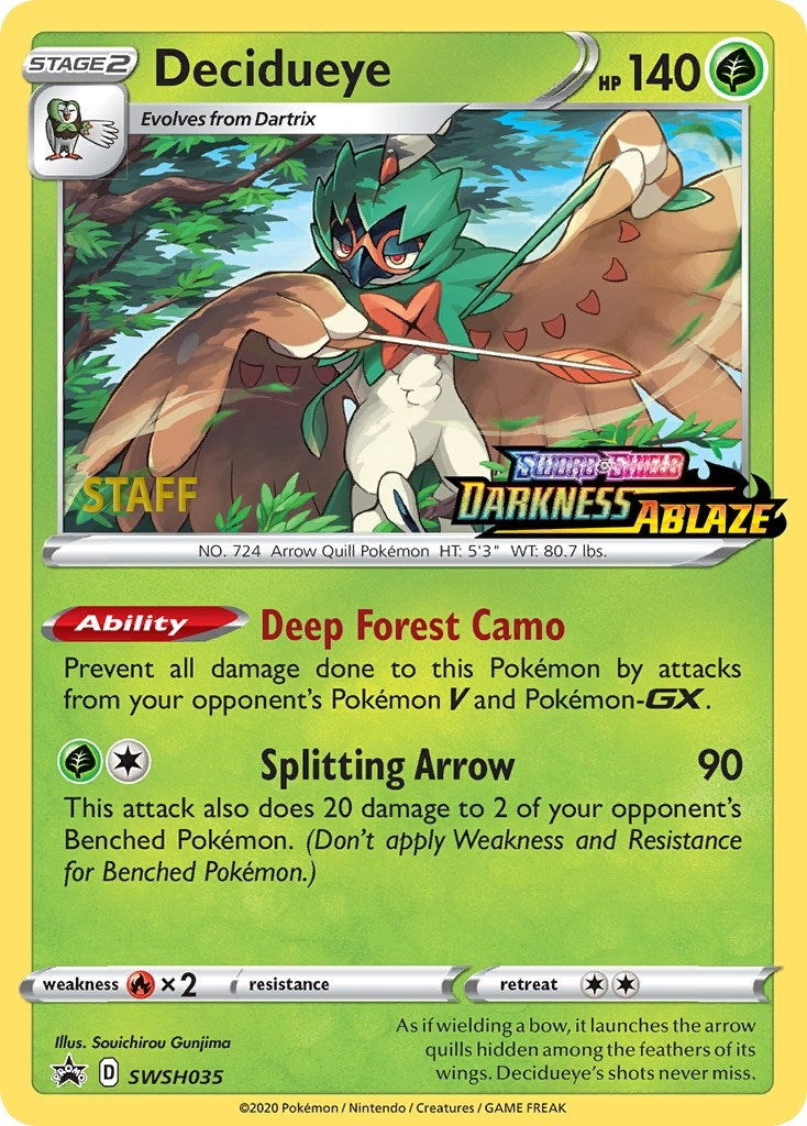 Image for Decidueye - SWSH035 (Prerelease) [Staff] (SWSH035) (SWSH: Sword & Shield Promo Cards) - Pokemon
