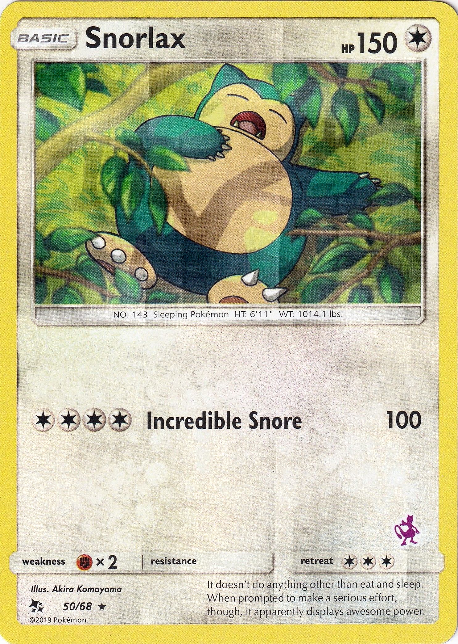 Image for Snorlax - 50/68 (Mewtwo Stamped) (050/068) (Battle Academy) - Pokemon