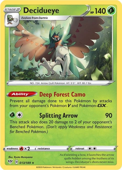 Image for Decidueye (013/189) (SWSH03: Darkness Ablaze) - Pokemon