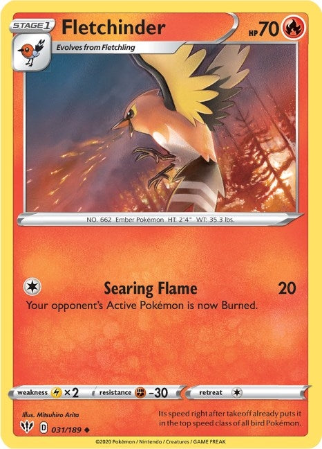 Image for Fletchinder (031/189) (SWSH03: Darkness Ablaze) - Pokemon