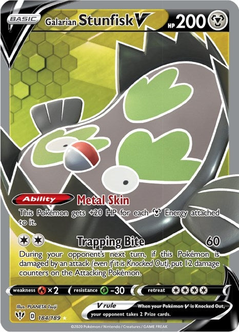Image for Galarian Stunfisk V (Full Art) (184/189) (SWSH03: Darkness Ablaze) - Pokemon