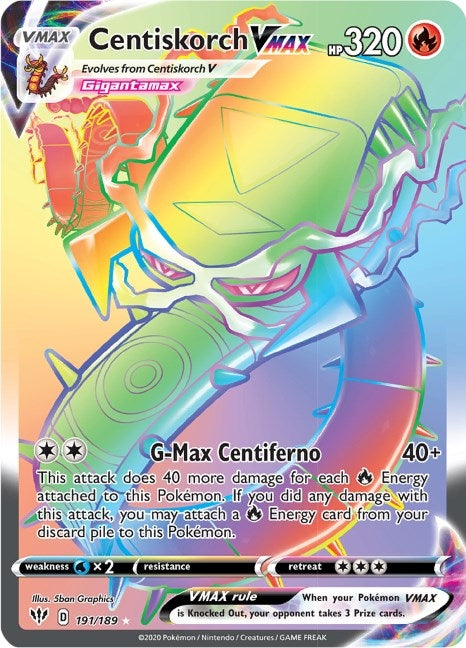 Image for Centiskorch VMAX (Secret) (191/189) (SWSH03: Darkness Ablaze) - Pokemon