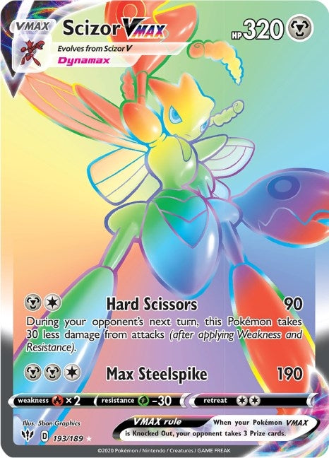 Image for Scizor VMAX (Secret) (193/189) (SWSH03: Darkness Ablaze) - Pokemon