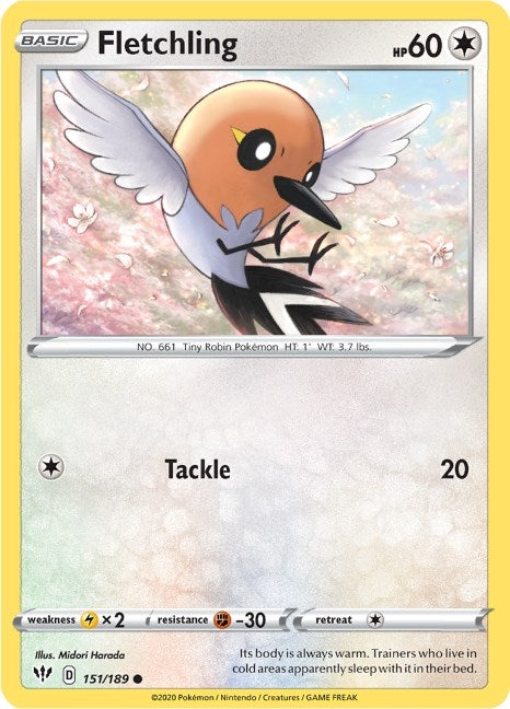 Image for Fletchling (151/189) (SWSH03: Darkness Ablaze) - Pokemon