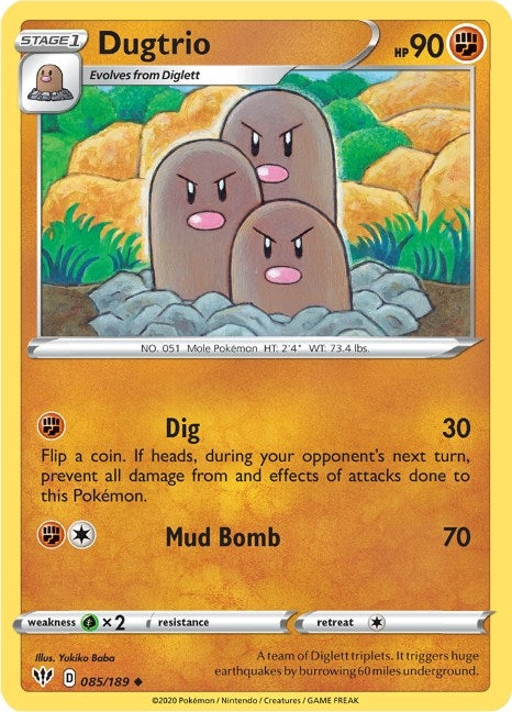 Image for Dugtrio (085/189) (SWSH03: Darkness Ablaze) - Pokemon