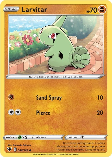 Image for Larvitar (086/189) (SWSH03: Darkness Ablaze) - Pokemon
