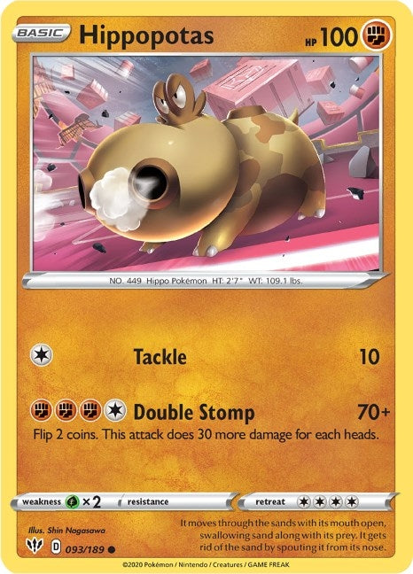 Image for Hippopotas (093/189) (SWSH03: Darkness Ablaze) - Pokemon
