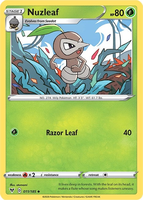 Image for Nuzleaf (011/185) (SWSH04: Vivid Voltage) - Pokemon