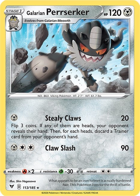 Image for Galarian Perrserker (113/185) (SWSH04: Vivid Voltage) - Pokemon
