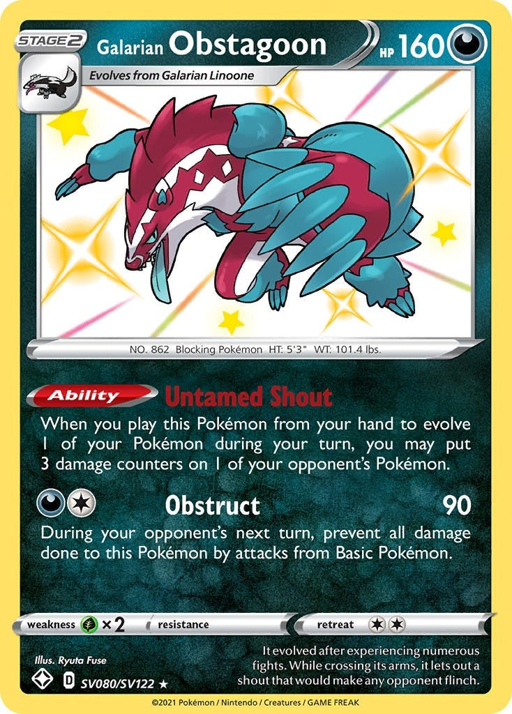 Image for Galarian Obstagoon (SV080/SV122) (Shining Fates: Shiny Vault) - Pokemon