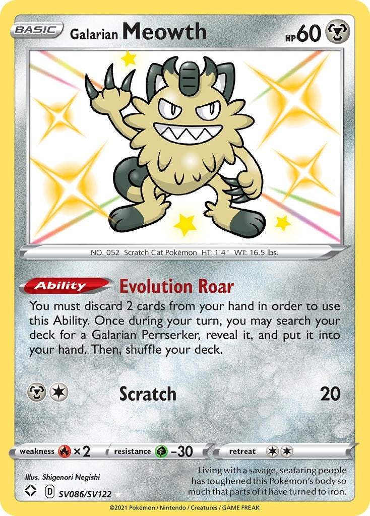 Image for Galarian Meowth (SV086/SV122) (Shining Fates: Shiny Vault) - Pokemon