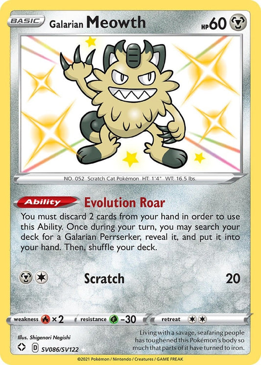 Image for Galarian Meowth (SV086/SV122) (Shining Fates: Shiny Vault) - Pokemon