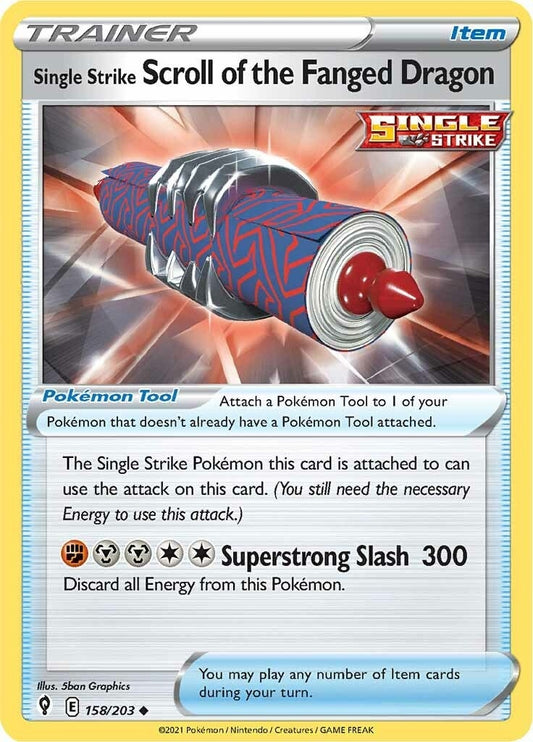 Image for Single Strike Scroll of the Fanged Dragon (158/203) (SWSH07: Evolving Skies) - Pokemon