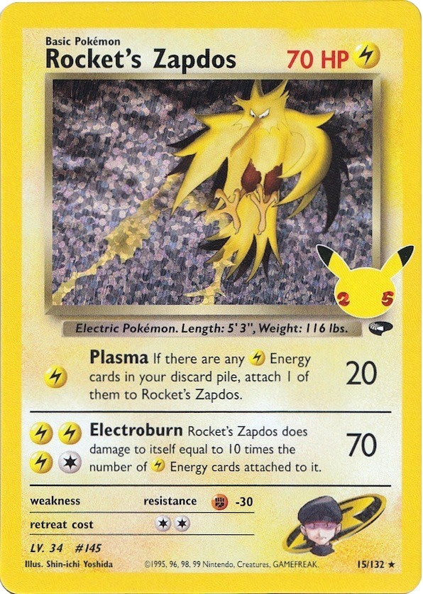 Image for Rocket's Zapdos (15/132) (Celebrations: Classic Collection) - Pokemon