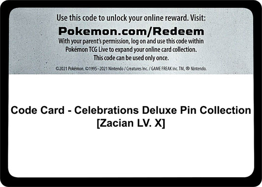 Image for Code Card - Celebrations Deluxe Pin Collection [Zacian LV. X] (Celebrations) - Pokemon