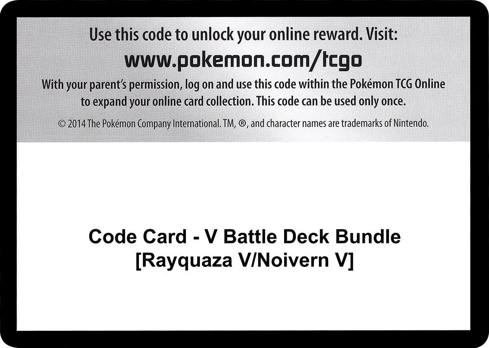 Image for Code Card - V Battle Deck Bundle [Rayquaza V/Noivern V] (Miscellaneous Cards & Products) - Pokemon