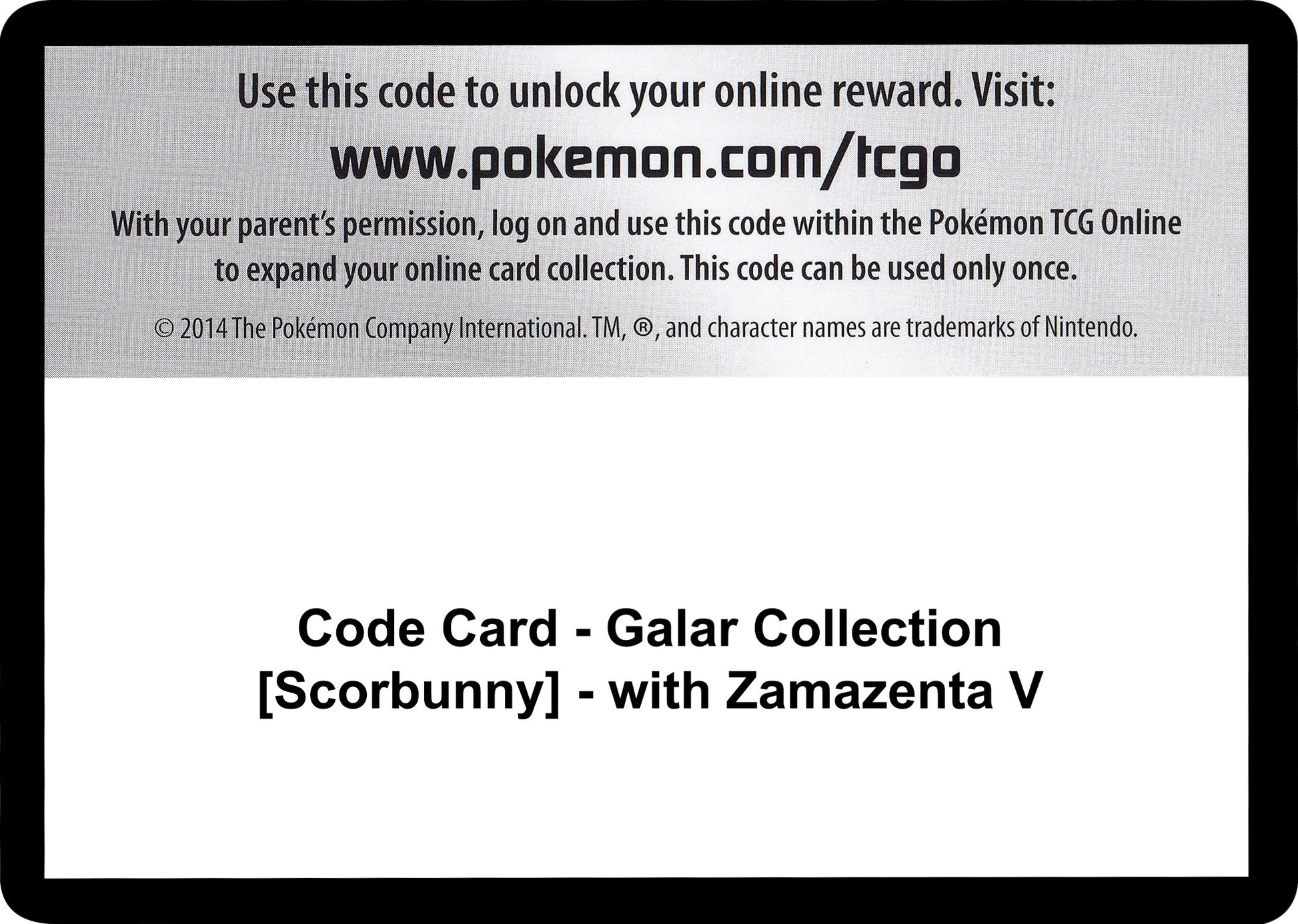 Image for Code Card - Galar Collection [Scorbunny] - with Zamazenta V (Miscellaneous Cards & Products) - Pokemon
