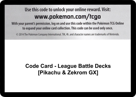 Image for Code Card - League Battle Decks [Pikachu & Zekrom GX] (Miscellaneous Cards & Products) - Pokemon
