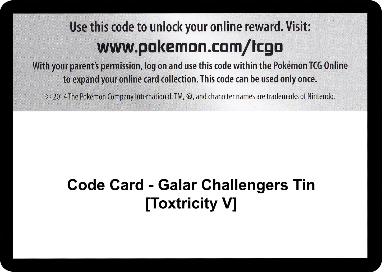 Image for Code Card - Galar Challengers Tin [Toxtricity V] (Miscellaneous Cards & Products) - Pokemon