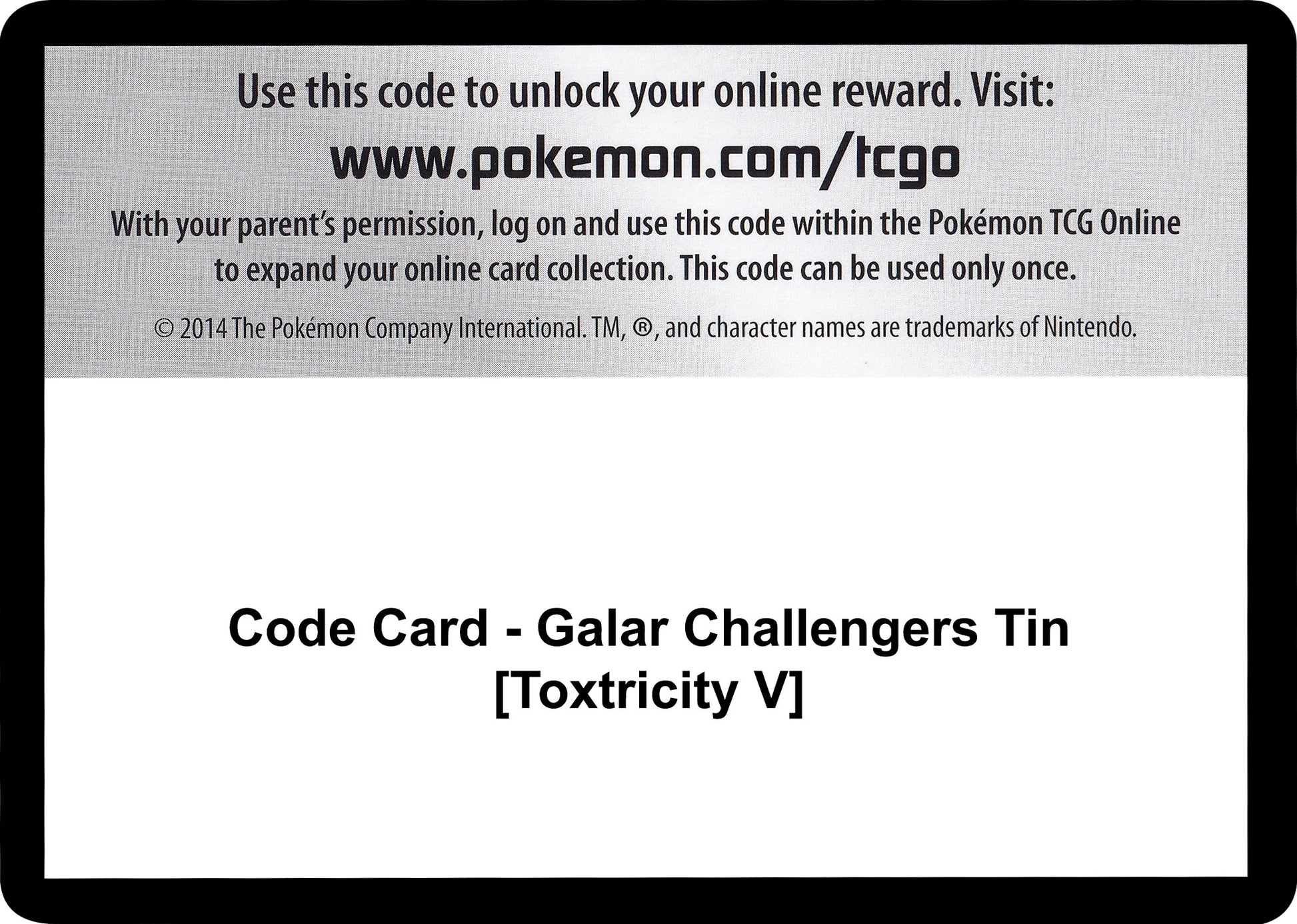Image for Code Card - Galar Challengers Tin [Toxtricity V] (Miscellaneous Cards & Products) - Pokemon