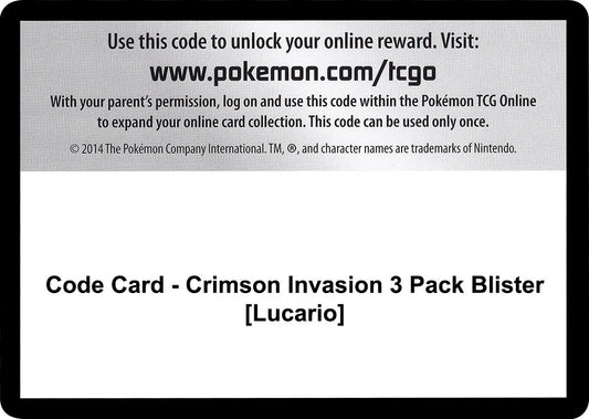 Image for Code Card - Crimson Invasion 3 Pack Blister [Lucario] (SM - Crimson Invasion) - Pokemon