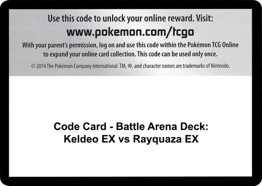 Image for Code Card - Battle Arena Deck: Keldeo EX vs Rayquaza EX (XY - Steam Siege) - Pokemon