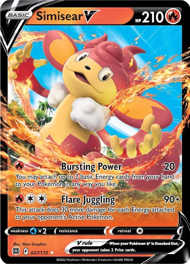 Image for Simisear V (027/172) (SWSH09: Brilliant Stars) - Pokemon