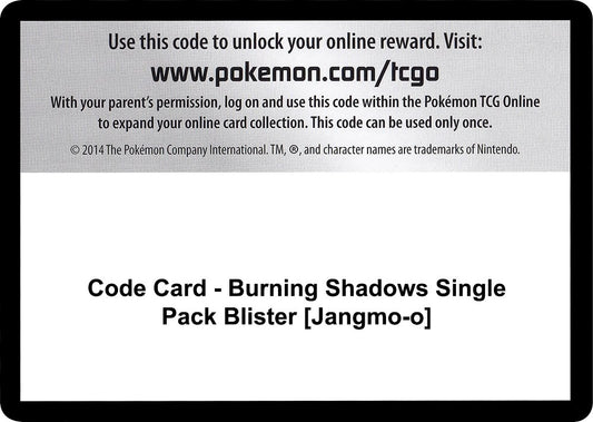 Image for Code Card - Burning Shadows Single Pack Blister [Jangmo-o] (SM - Burning Shadows) - Pokemon