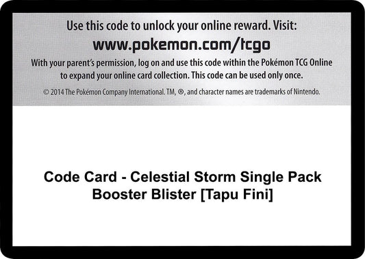 Image for Code Card - Celestial Storm Single Pack Booster Blister [Tapu Fini] (SM - Celestial Storm) - Pokemon