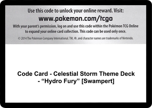 Image for Code Card - Celestial Storm Theme Deck - "Hydro Fury" [Swampert] (SM - Celestial Storm) - Pokemon